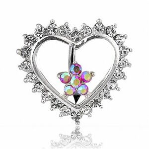 Piercing Street Piercing nombril inverse Coeur et Fleur - Argente