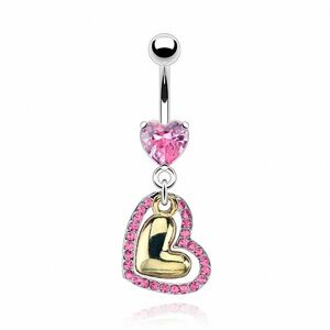 Piercing Street Piercing nombril Pendentif Double Coeur - Argente