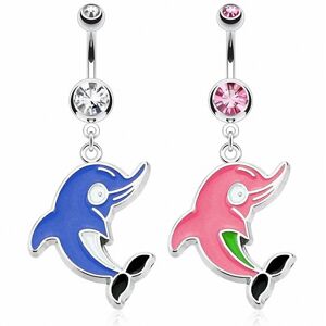 Piercing Street Piercing nombril Pendentif Dauphin Cartoon - Argente