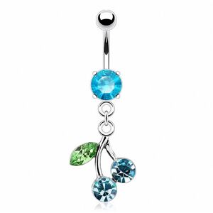 Piercing Street Piercing nombril Pendentif Cerise Gemmes - Argente