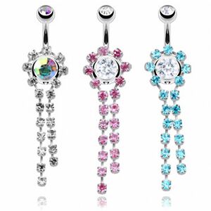 Piercing Street Piercing nombril Strass Chaine de Gemme - Argente