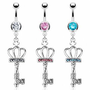 Piercing Street Piercing nombril Clef Royale Couronne - Argente