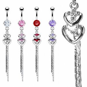 Piercing Street Piercing nombril Double Coeur Chaine - Argente