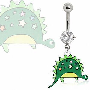 Piercing Street Piercing nombril dinosaure vert - Argente