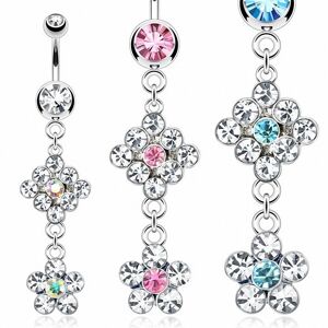 Piercing Street Piercing nombril double fleurs - Argente