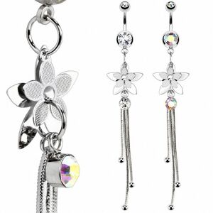 Piercing Street Piercing nombril fleur petales chaines - Argente