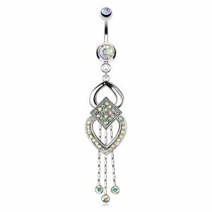 Piercing Street Piercing nombril pendentif chaines multi gemmes - Argente