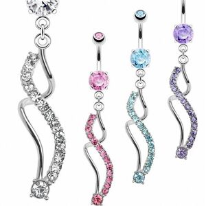 Piercing Street Piercing nombril spirale gemmes - Argente