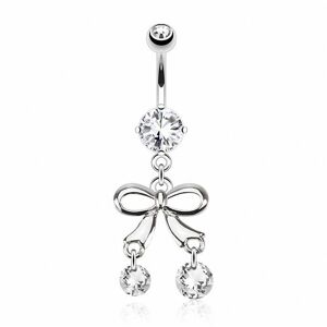 Piercing Street Piercing nombril noeud pierres zircon - Argente