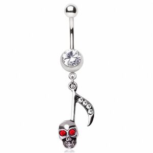 Piercing Street Piercing nombril note de musique crane gemmes - Argente