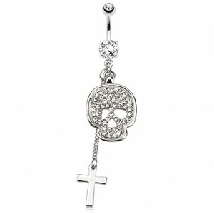 Piercing Street Piercing nombril tete de mort croix - Argente