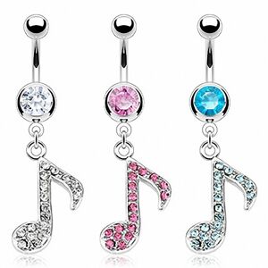 Piercing Street Piercing nombril note de musique strass - Argente