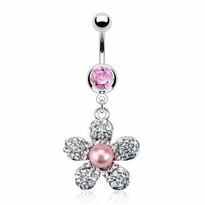 Piercing Street Piercing nombril perle fleur - Argente