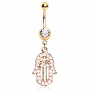 Piercing Street Piercing nombril plaque or main de fatma perles - Dore