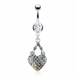 Piercing Street Piercing nombril coeur aurore boreale - Argente