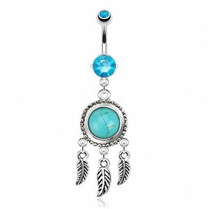 Piercing Street Piercing nombril attrape reve pierre turquoise - Argente