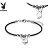 Piercing Street Bracelet Playboy en similicuir avec charm lapin - Noir