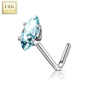 Piercing Street Piercing nez Or blanc 14 carats pierre marquise