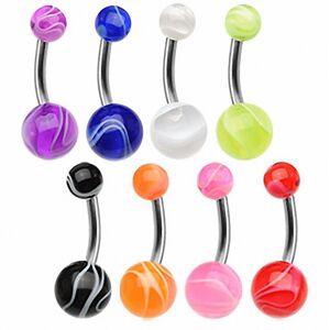 Piercing Street Piercing nombril Titane G23 Boules Marbrées - Argenté