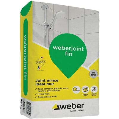 Mortier joint carrelage WEBERJOINT FIN - sac 5 kg - gris ciment - Publicité Mortier joint carrelage WEBERJOINT FIN - sac 5 kg - gris ciment - Publicité