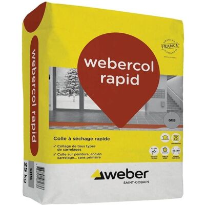 Colle carrelage séchage rapide WEBERCOL RAPID - Sac 25kg - Publicité Colle carrelage séchage rapide WEBERCOL RAPID - Sac 25kg - Publicité