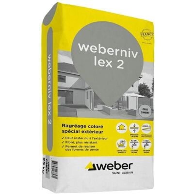 Ragréage WEBERNIV LEX 2 - sac 25 kg - gris ciment - Publicité Ragréage WEBERNIV LEX 2 - sac 25 kg - gris ciment - Publicité