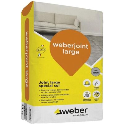 Weber Joints de carrelage WERBERJOINT LARGE - sac 25 kg - gris ciment - Publicité Weber Joints de carrelage WERBERJOINT LARGE - sac 25 kg - gris ciment - Publicité
