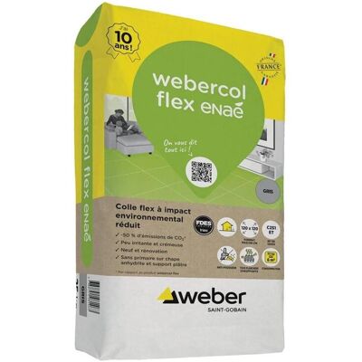 Colle carrelage WEBERCOL FLEX ENAE - sac 25 kg - gris - Publicité Colle carrelage WEBERCOL FLEX ENAE - sac 25 kg - gris - Publicité