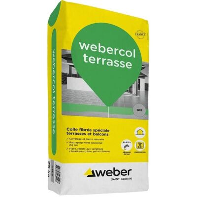 Colle à carrelage WEBERCOL TERASSE - sac 25 kg - beige - Publicité Colle à carrelage WEBERCOL TERASSE - sac 25 kg - beige - Publicité