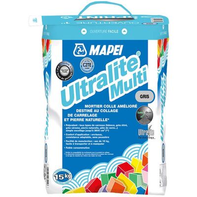 MAPEI Mortier colle ULTRALITE MULTI - Gris - sac de 15kg - Publicité MAPEI Mortier colle ULTRALITE MULTI - Gris - sac de 15kg - Publicité