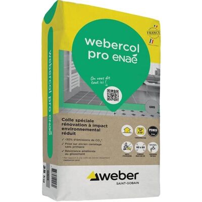 Colle spéciale rénovation WEBERCOL PRO ENAE - sac 25 kg - gris - Publicité Colle spéciale rénovation WEBERCOL PRO ENAE - sac 25 kg - gris - Publicité