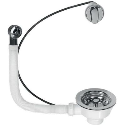 WIRQUIN Bonde automatique à commande à câble (diamètre 90 cm) pour évier 1 bac - Blanc - Publicité WIRQUIN Bonde automatique à commande à câble (diamètre 90 cm) pour évier 1 bac - Blanc - Publicité