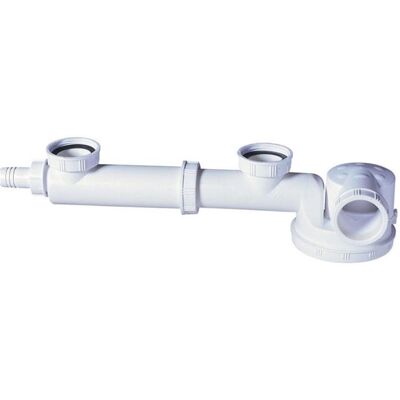 WIRQUIN Siphon gain de place, pour évier 2 bacs - ESPACE - Coloris: blanc - Diamètre sortie: 40 mm - Garde d'eau: 50 mm - Publicité WIRQUIN Siphon gain de place, pour évier 2 bacs - ESPACE - Coloris: blanc - Diamètre sortie: 40 mm - Garde d'eau: 50 mm - Publicité