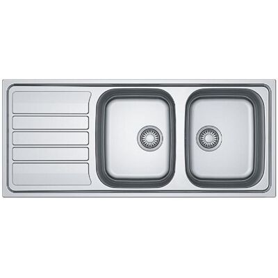Franke Evier 2 bacs avec égouttoir FLASH FLN 621 - En inox - Dimensions: 116x50 cm - Livré avec siphon - Publicité Franke Evier 2 bacs avec égouttoir FLASH FLN 621 - En inox - Dimensions: 116x50 cm - Livré avec siphon - Publicité