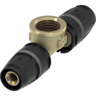 Té femelle TECElogo-Push laiton - Dimensions: 63 x Rp 1 1/2" x 63 - Publicité Té femelle TECElogo-Push laiton - Dimensions: 63 x Rp 1 1/2" x 63 - Publicité