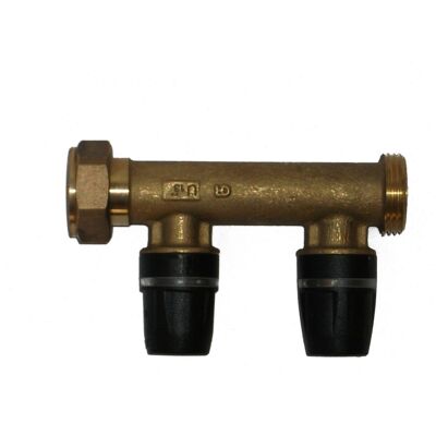 Collecteur TECElogo Laiton - Écrou Tournant - Col. MF 3/4" - Diamètre 16 - 2 sorties - Publicité Collecteur TECElogo Laiton - Écrou Tournant - Col. MF 3/4" - Diamètre 16 - 2 sorties - Publicité