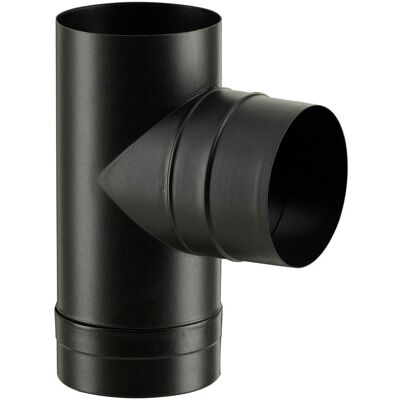 POUJOULAT Té tampon émaillé pour poêle à bois - Diamètre : 130 - Couleur : Noir Mat - Publicité POUJOULAT Té tampon émaillé pour poêle à bois - Diamètre : 130 - Couleur : Noir Mat - Publicité