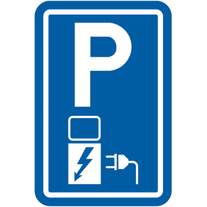 Panneau Parking équipé d'une borne de recharge électrique