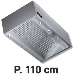 Chefook Hotte Murale Professionnelle Serie Kubica Profondeur 110 cm 1810 Aisi 304 avec Moteur et Eclairage a Led Hotte Aspirante Kubica P 110 L 140 Avec Moteur et Eclairage a Led