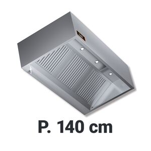 Chefook Hotte Murale Professionnelle Serie Kubica Profondeur 140 cm 1810 Aisi 304 Avec Moteur et Eclairage a Led Hotte Aspirante Kubica P 140 L 160 Avec Moteur et Eclairage a Led