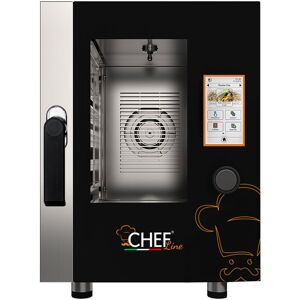 Chefook Four Électrique Tactile Pour Restaurant 6 Niveaux GN 2/3 (35,4x32,5 cm) a Vapeur Directe Avec Systeme de Lavage et Sonde de Temperature Inclus