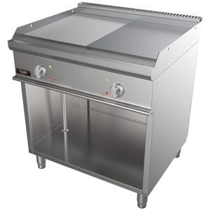 Chefook Plancha Électrique Professionnelle Sur Meuble Avec Plaque Double Lisse-Rainuree Profondeur 70 cm