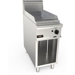 Chefook Plancha À Gaz Professionnelle Sur Meuble Avec Plaque Lisse Chrome Profondeur 90 cm