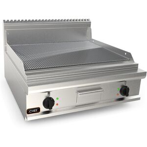 Chefook Plancha Électrique Professionnelle À Poser Avec Plaque Double Rainurée Chrome Profondeur 90 cm