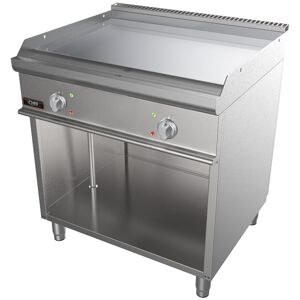 Chefook Plancha Électrique Professionnelle Sur Meuble Avec Plaque Double Lisse Chrome Profondeur 70 cm