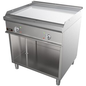 Chefook Plancha Électrique Professionnelle Sur Meuble Avec Plaque Double Rainurée Chrome Profondeur 70 cm