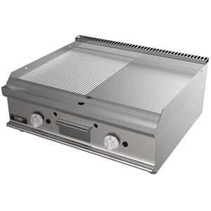 Chefook Plancha À Gaz Professionnelle À Poser Avec Plaque Double Lisse-Rainurée Profondeur 70 cm