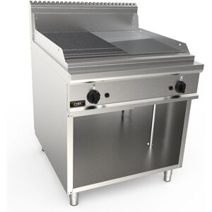 Chefook Plancha À Gaz Professionnelle Sur Meuble Avec Plaque Double Lisse-Rainurée Chrome Profondeur 90 cm