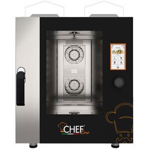 Chefook Four à Gaz Pour Restaurant Contrôle Tactile 7 Niveaux GN 1/1 (53x32,5 cm) à Vapeur Directe Avec Système de Lavage et Sonde de Température Inclus