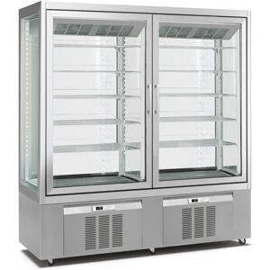 Chefook Vitrine Réfrigérée Verticale Ventilée Positive et Négative 1200 Litres +5°C/-20°C Ligne Classic 4 Faces Vitrées H 190 cm Chambre Double